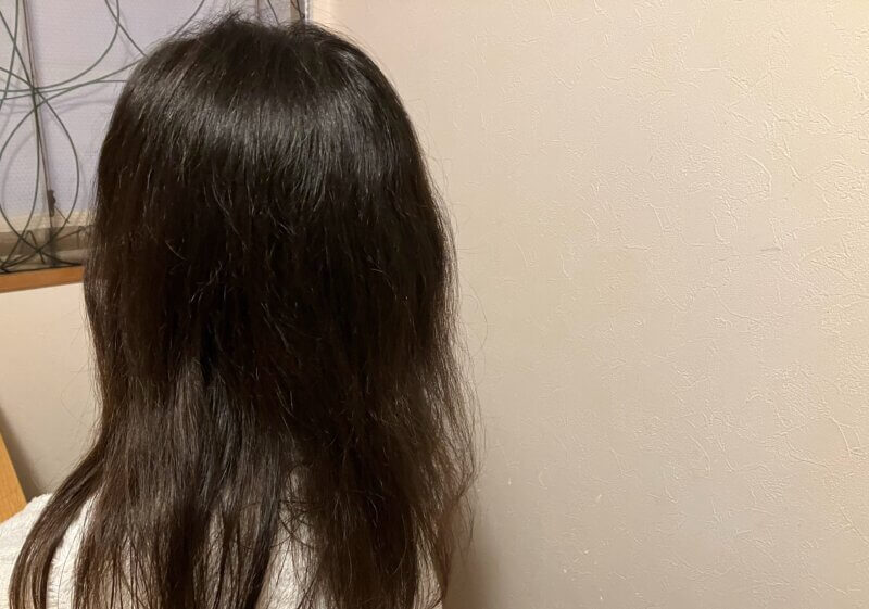 coconeクレイシャンプー　洗った直後の髪　10歳娘